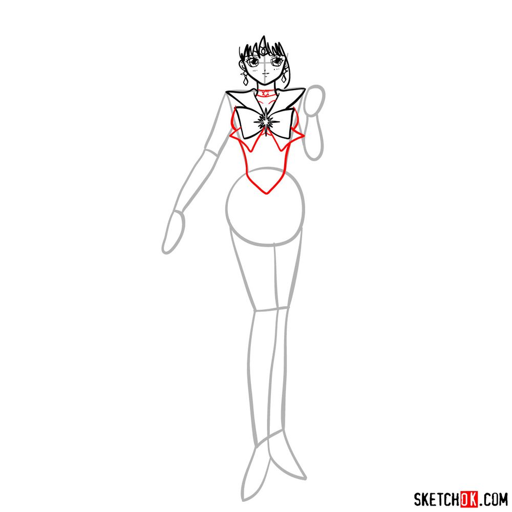 How to draw Sailor Saturn - step 09