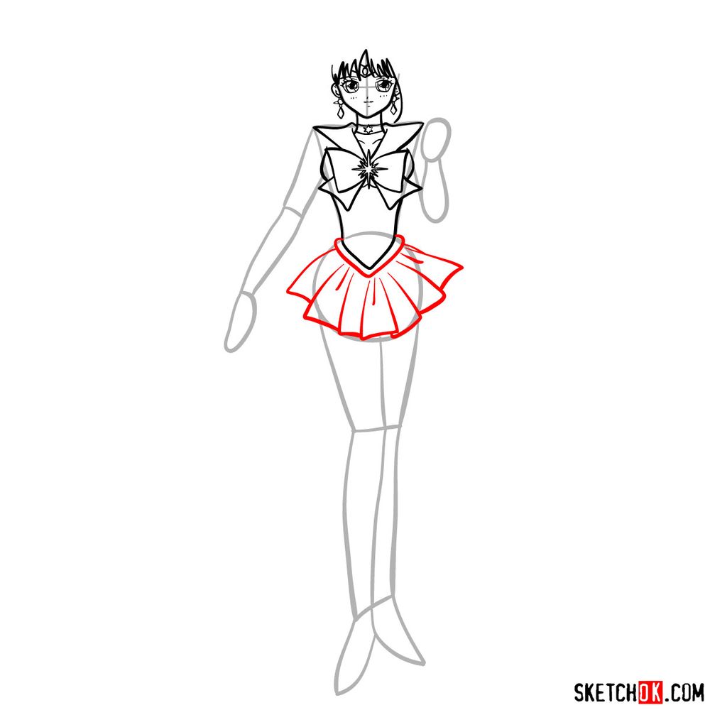 How to draw Sailor Saturn - step 10