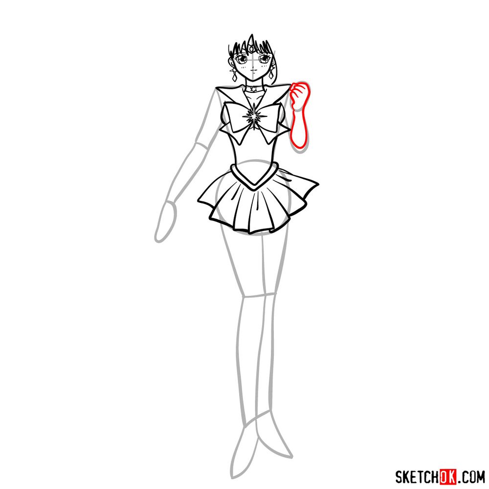 How to draw Sailor Saturn - step 11