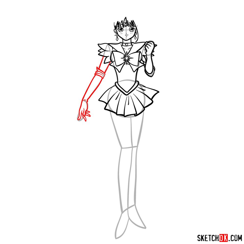 How to draw Sailor Saturn - step 13