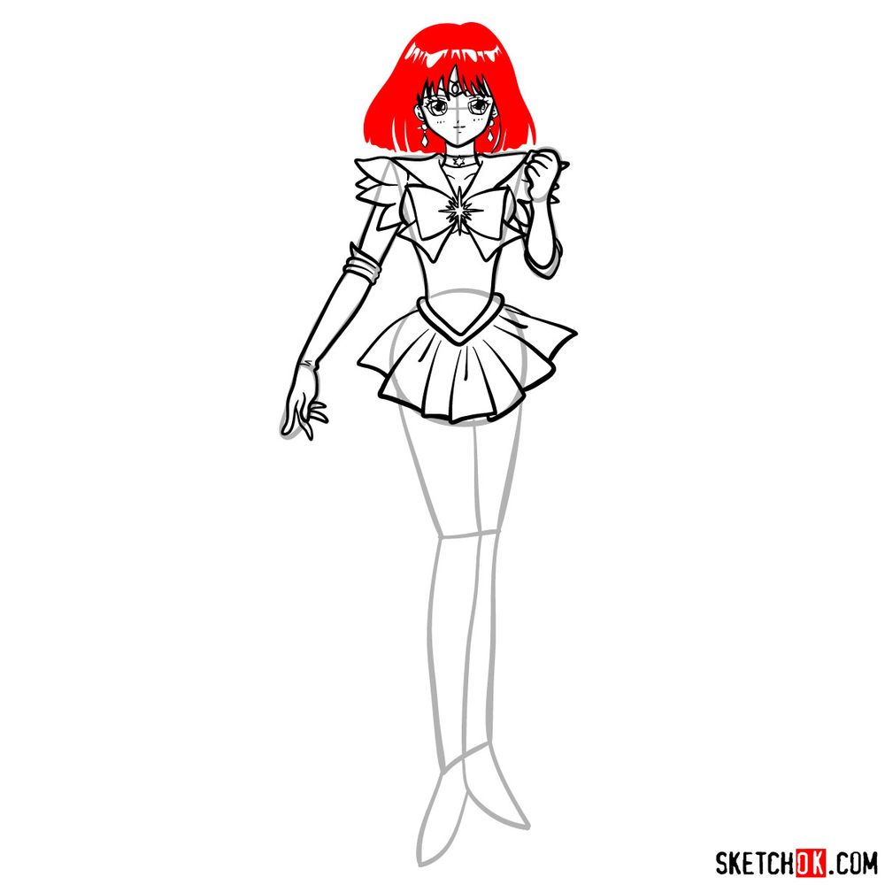How to draw Sailor Saturn - step 14