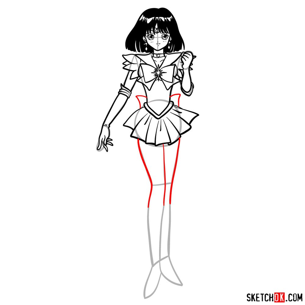 How to draw Sailor Saturn - step 15