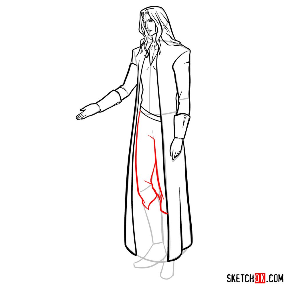 How to draw Alucard - step 15