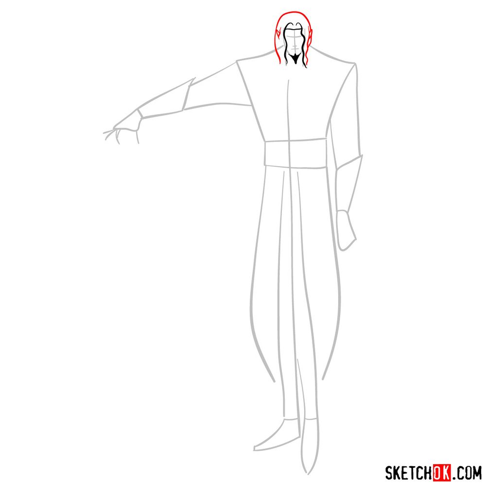 How to draw Vlad Dracula Tepes - step 04