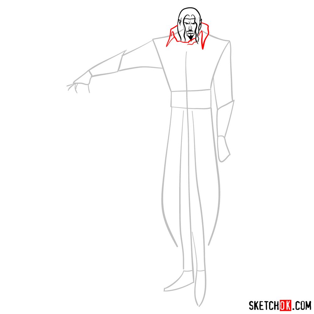 How to draw Vlad Dracula Tepes - step 06