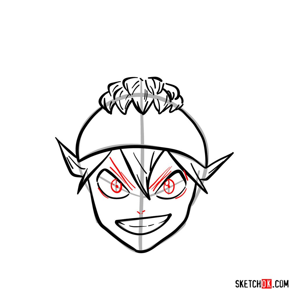 How to draw Asta from Black Clover anime - step 08