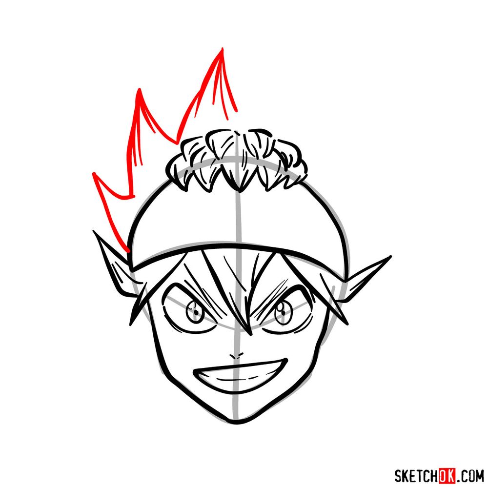 How to draw Asta from Black Clover anime - step 09