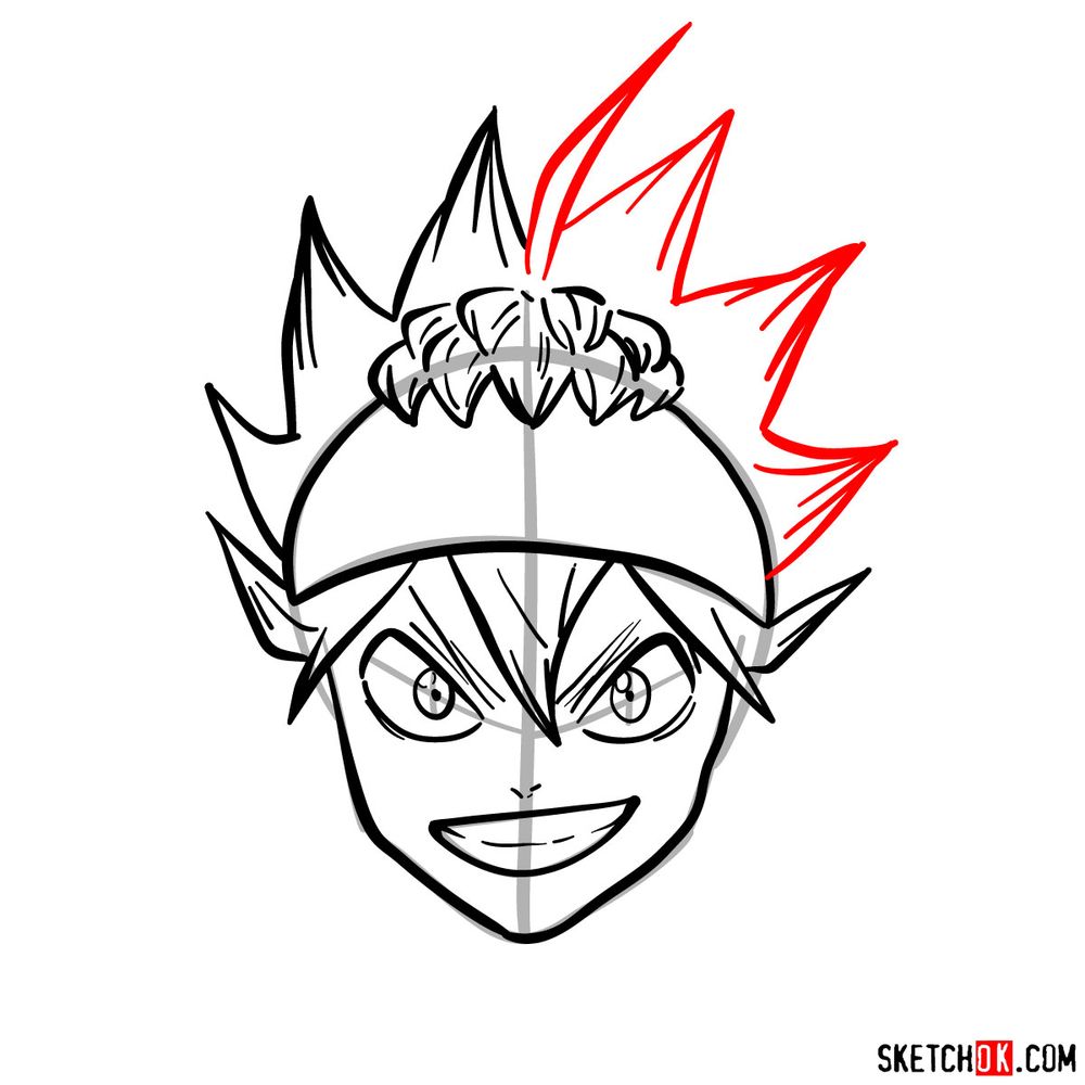 How to draw Asta from Black Clover anime - step 10