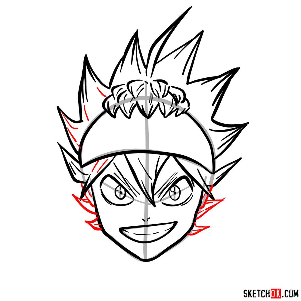 How to draw Asta from Black Clover anime - Sketchok easy drawing guides