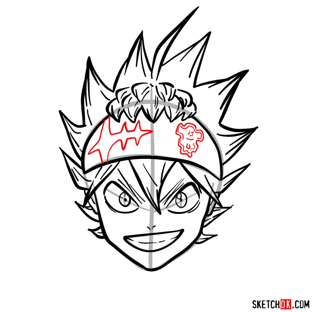 How to draw Asta from Black Clover anime - step 12