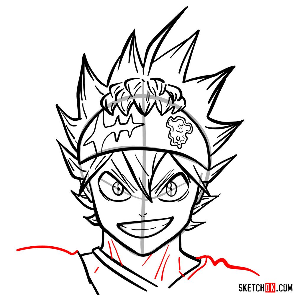 How to draw Asta from Black Clover anime - step 14