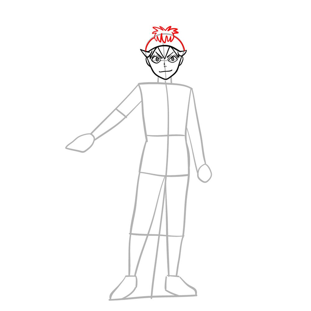 How to draw Asta in full growth - step 09