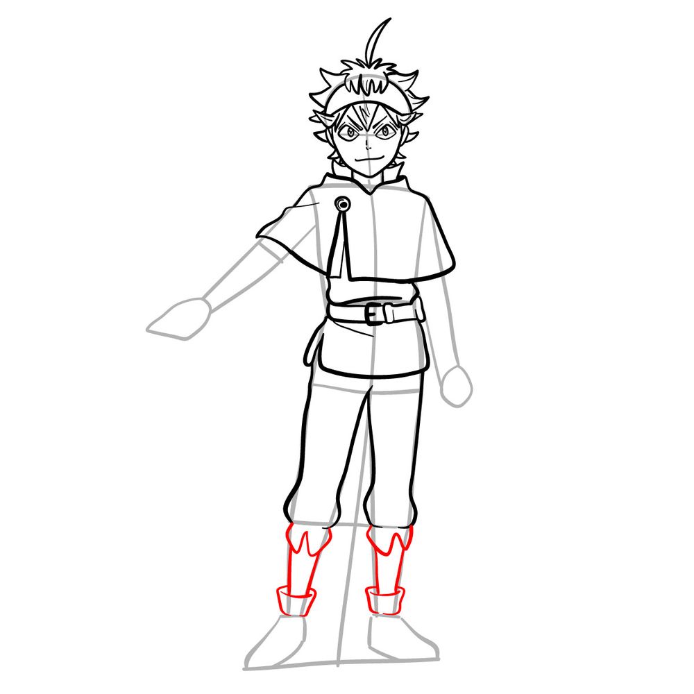 How to draw Asta in full growth - step 16
