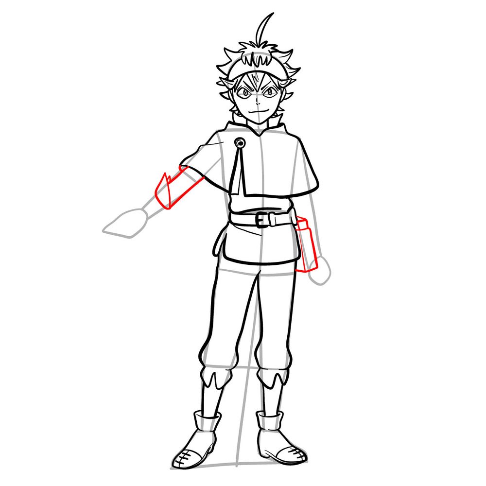 How to draw Asta in full growth - step 18