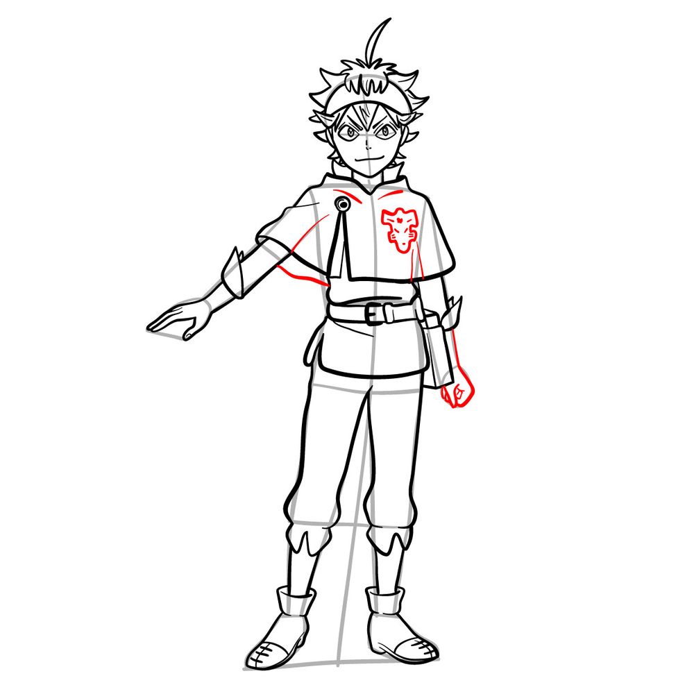 How to draw Asta in full growth - step 20