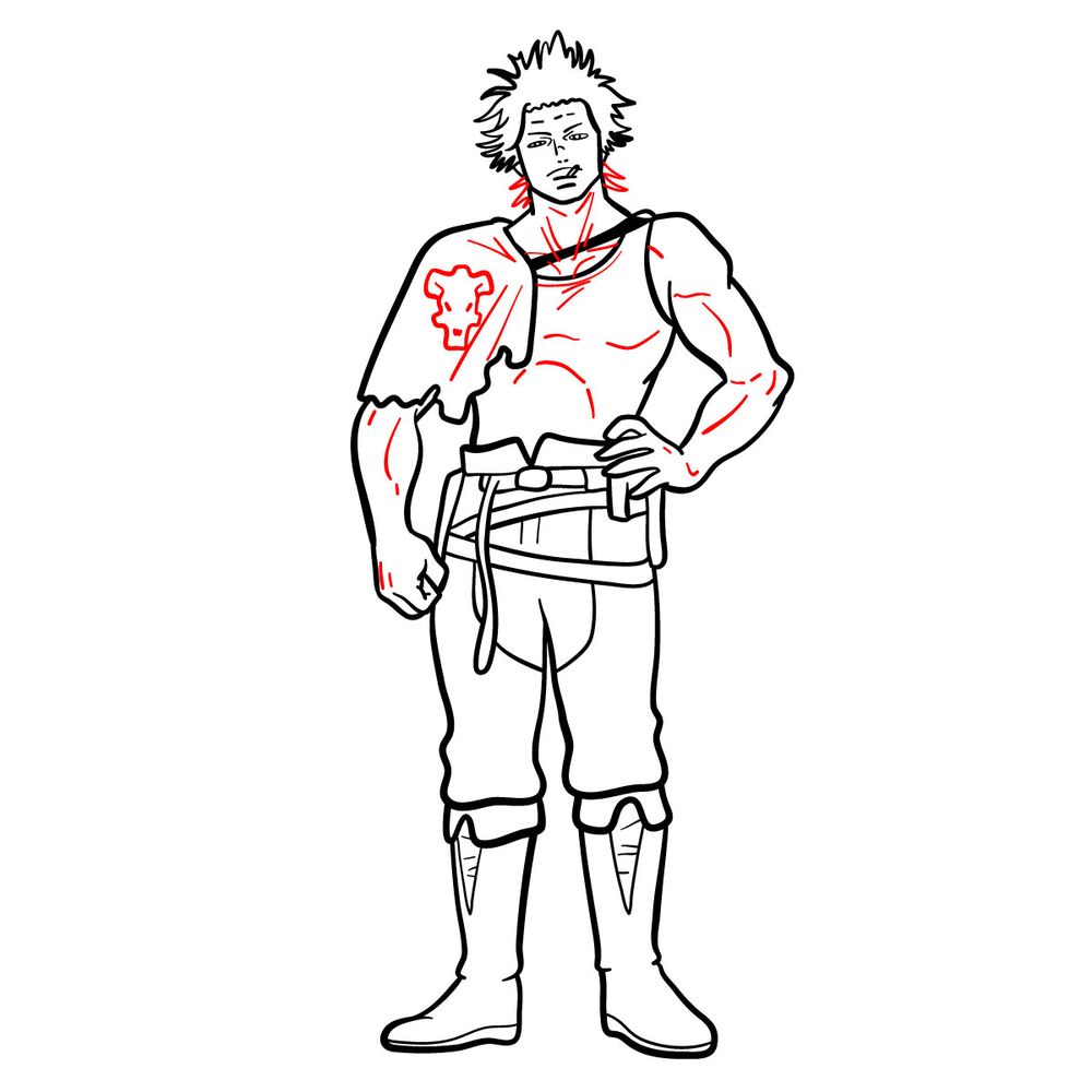 How to draw Yami from Black Clover - step 07