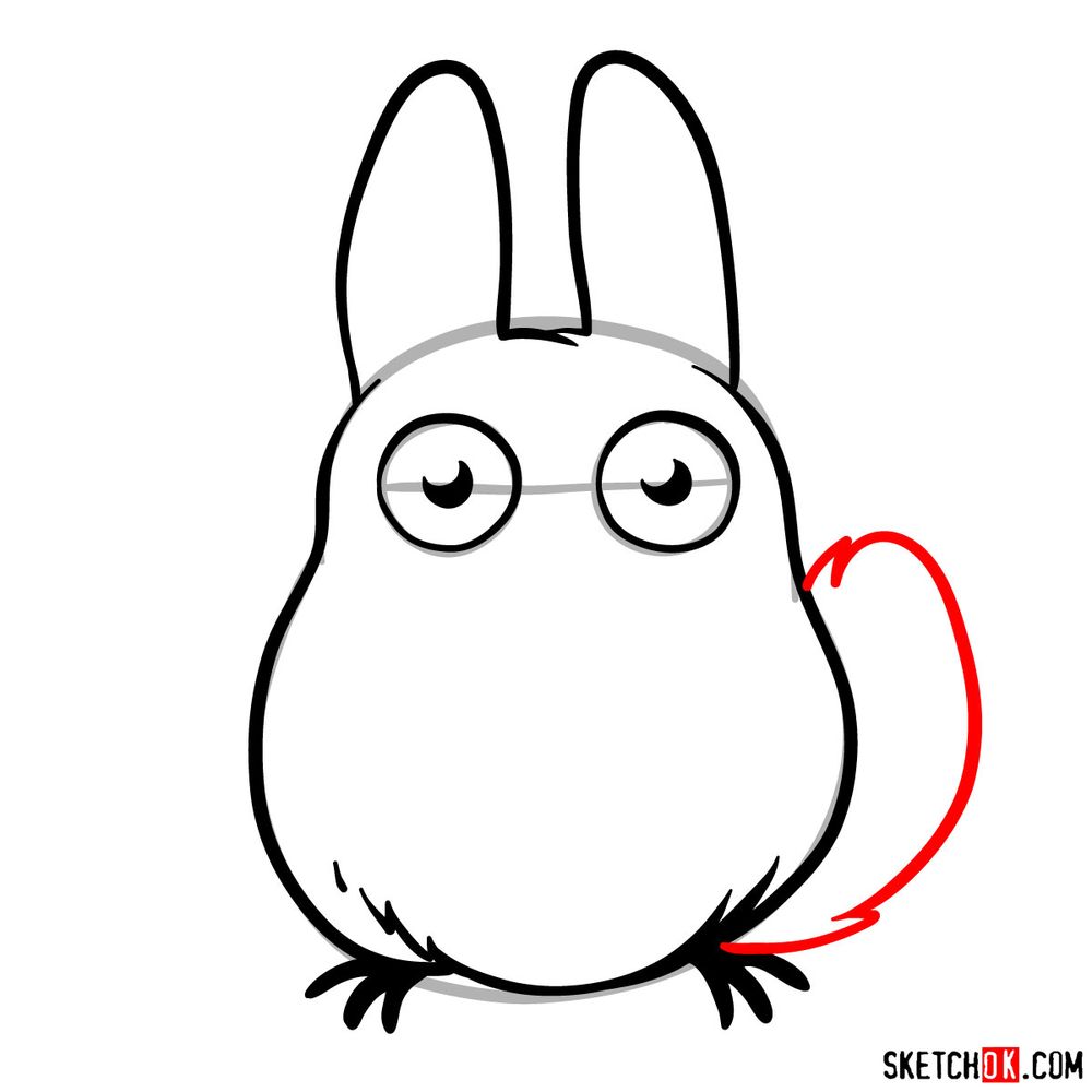 How to draw chibi White Totoro - step 08