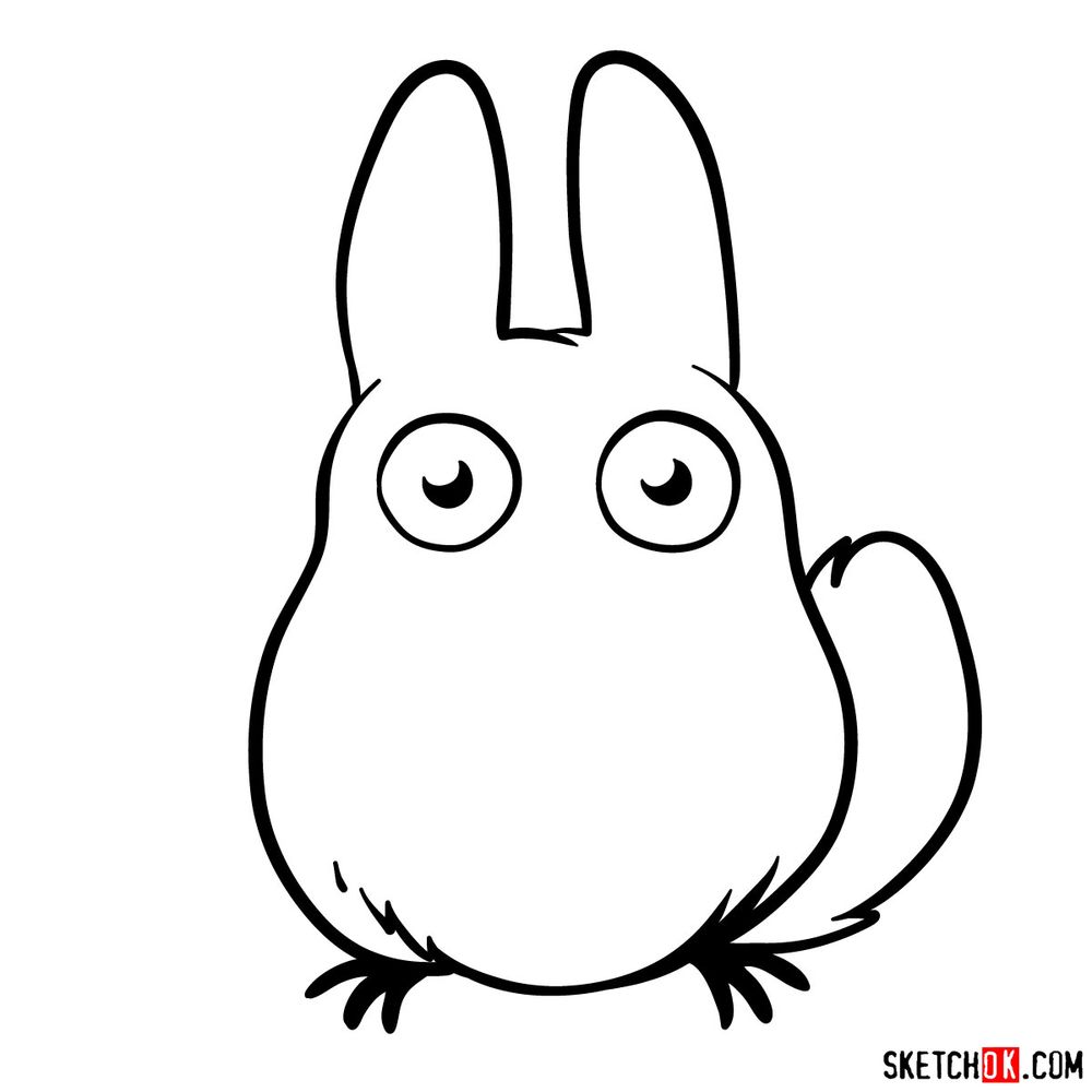 How to draw chibi White Totoro