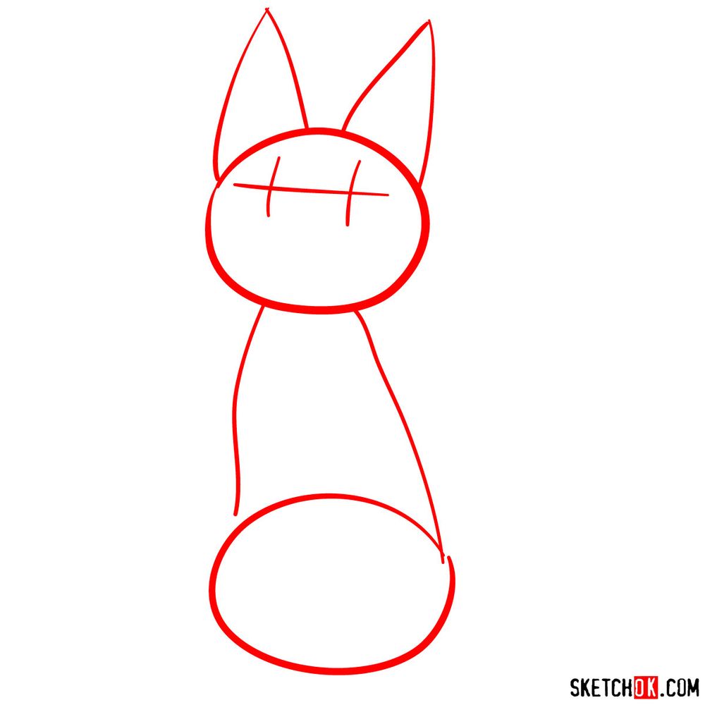 How to draw Jiji (Kiki's cat) - step 01