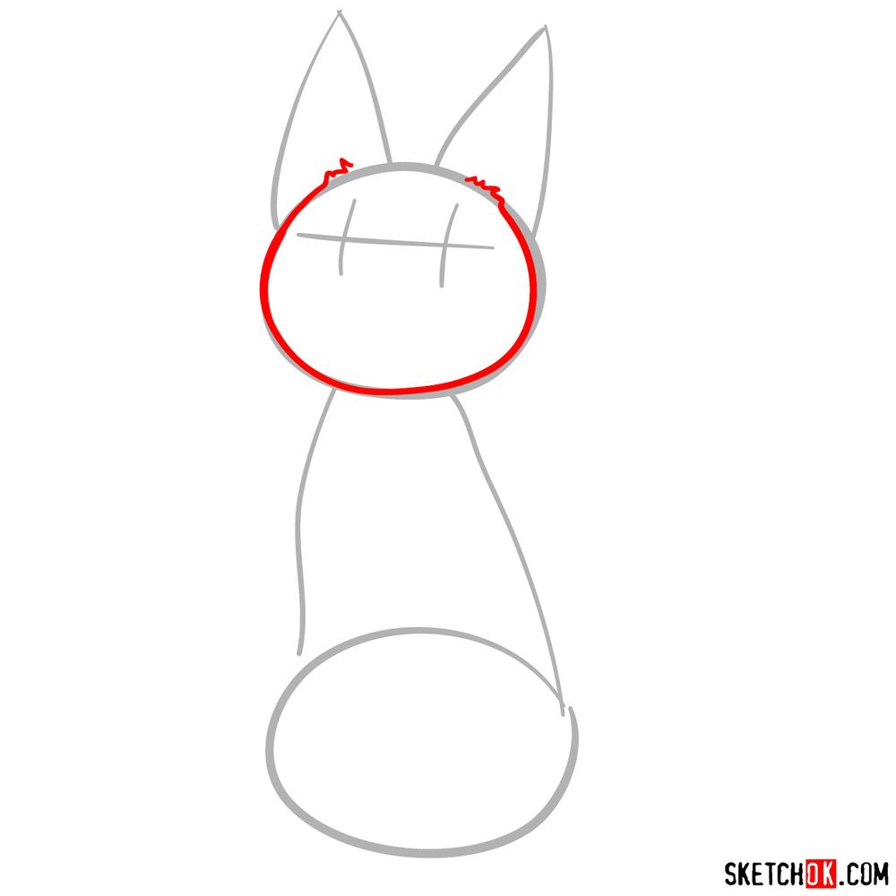 How to draw Jiji (Kiki's cat) - step 02