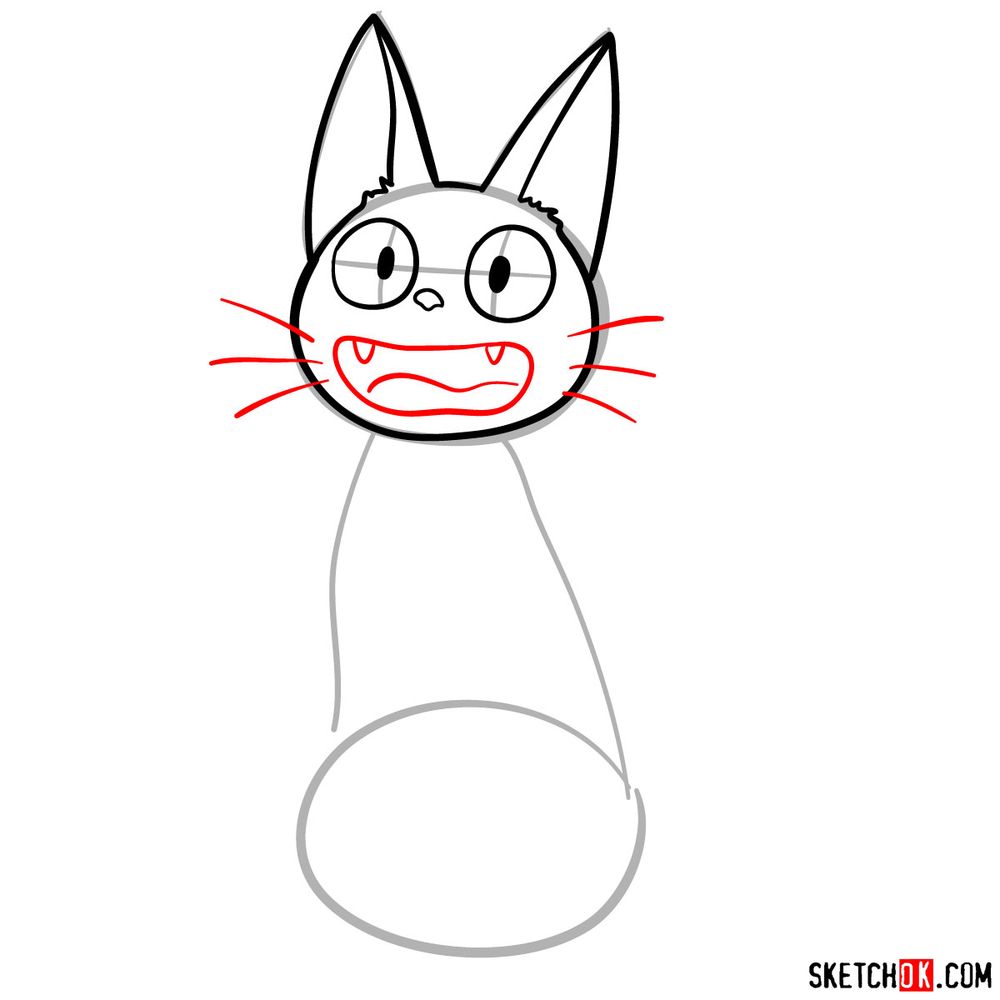 How to draw Jiji (Kiki's cat) - step 05