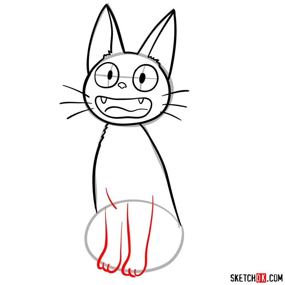 How to draw Jiji (Kiki's cat) - step 07