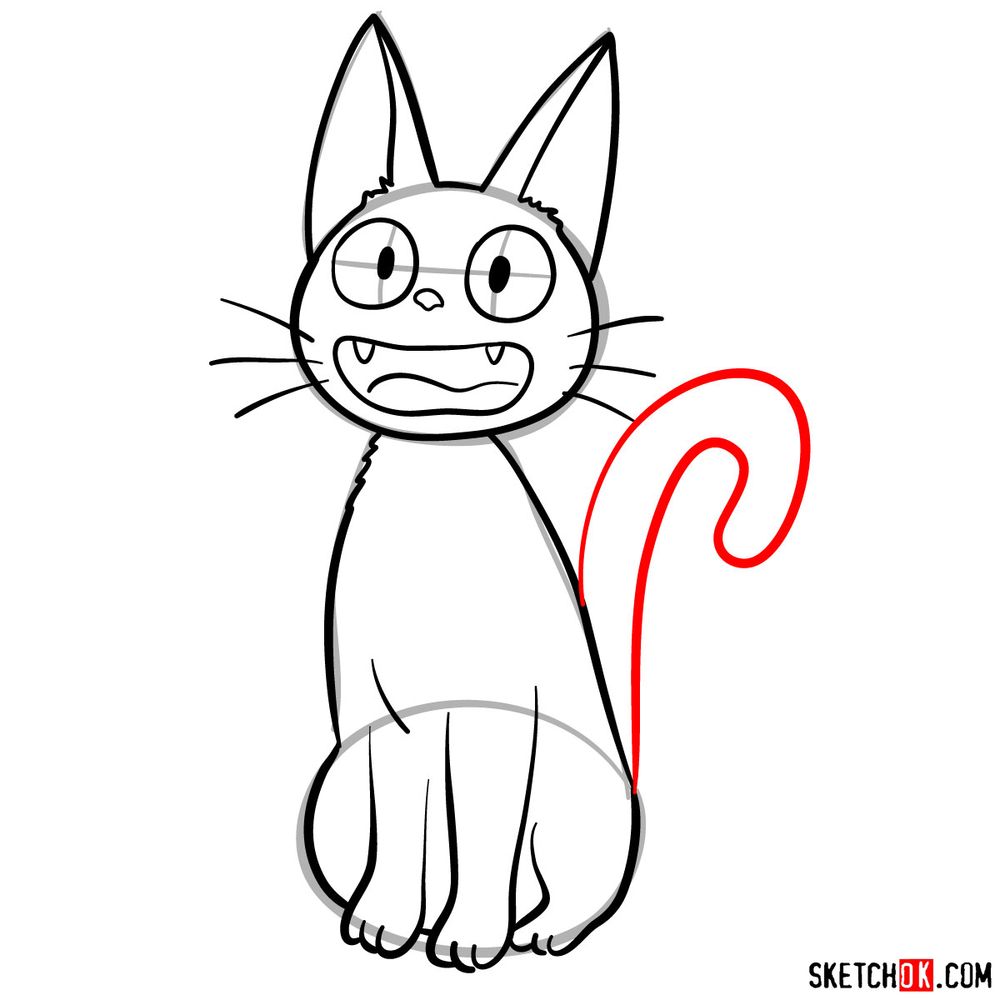 How to draw Jiji (Kiki's cat) - step 09