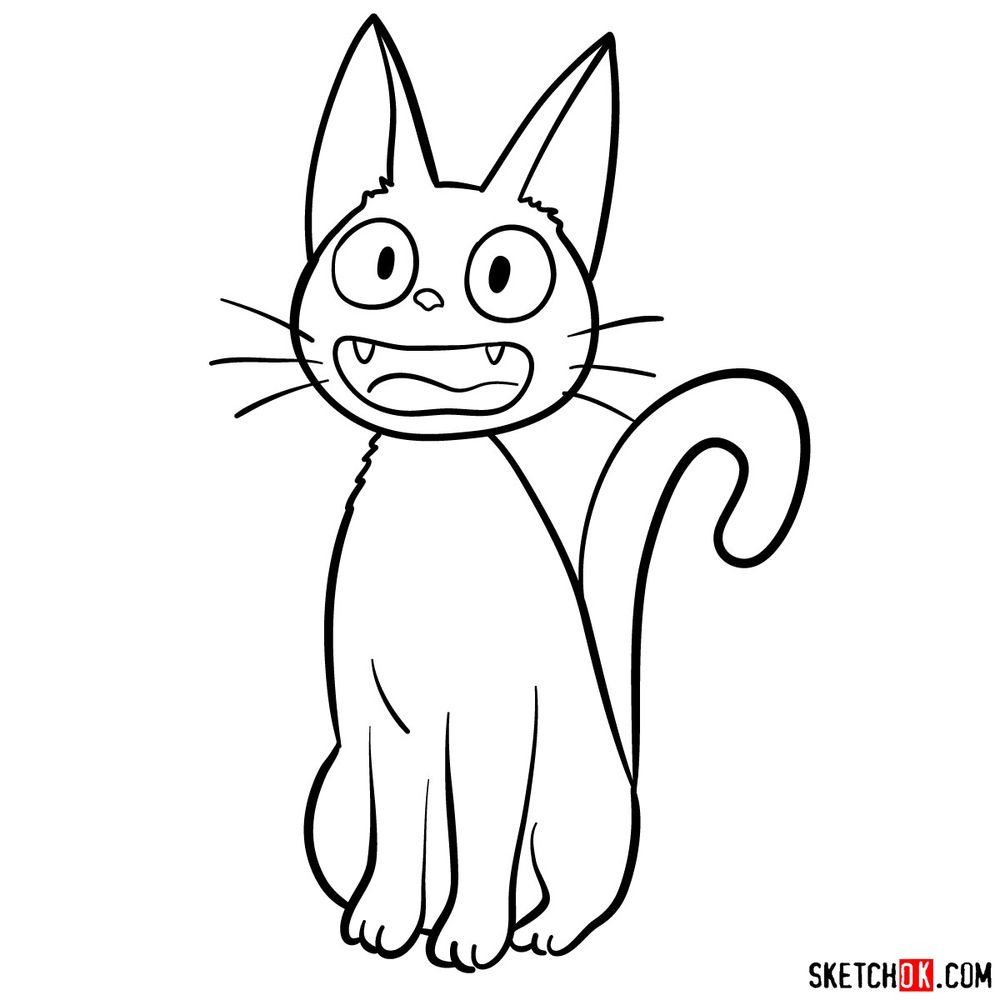 How to draw Jiji (Kiki’s cat)