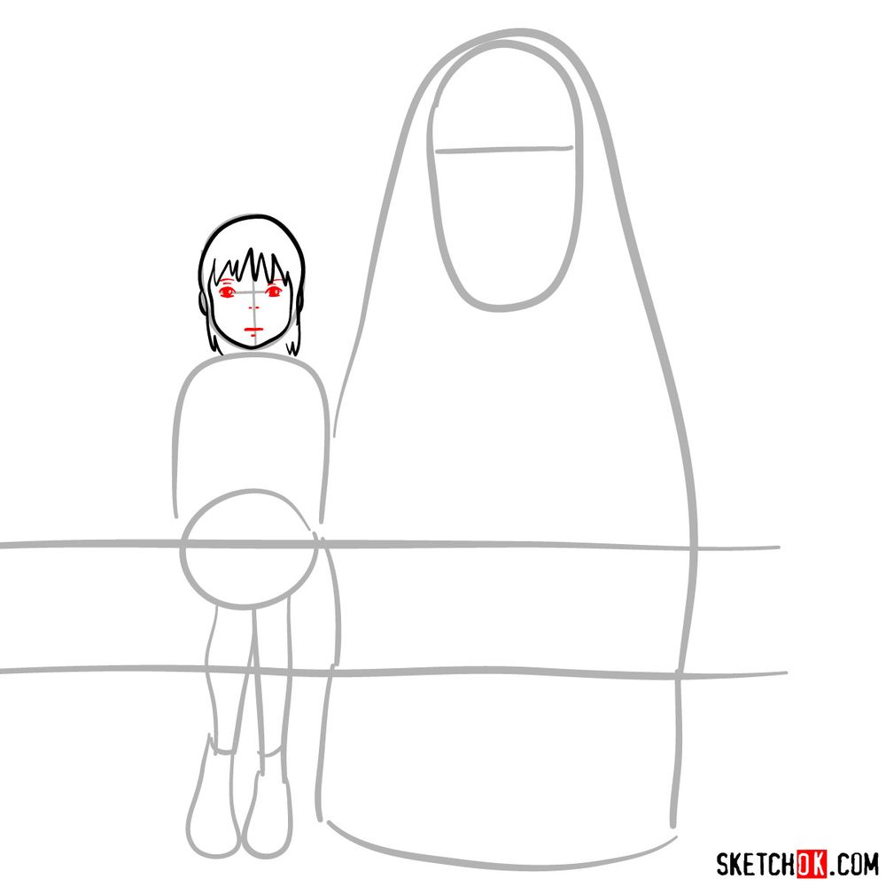 How to draw Chihiro and No-Face together - step 05