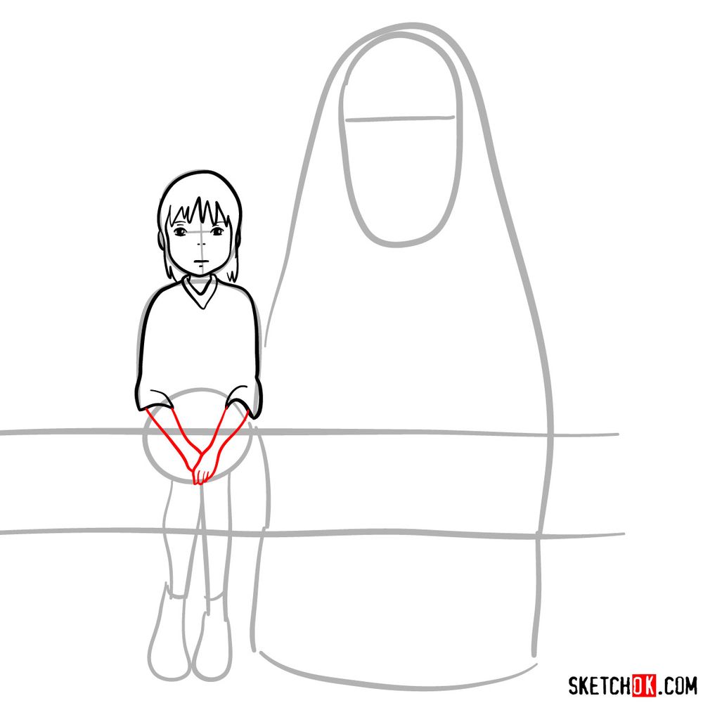 How to draw Chihiro and No-Face together - step 07