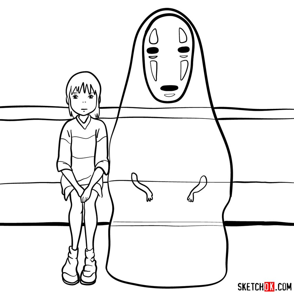 How to draw Chihiro and No-Face together - Sketchok drawing guides