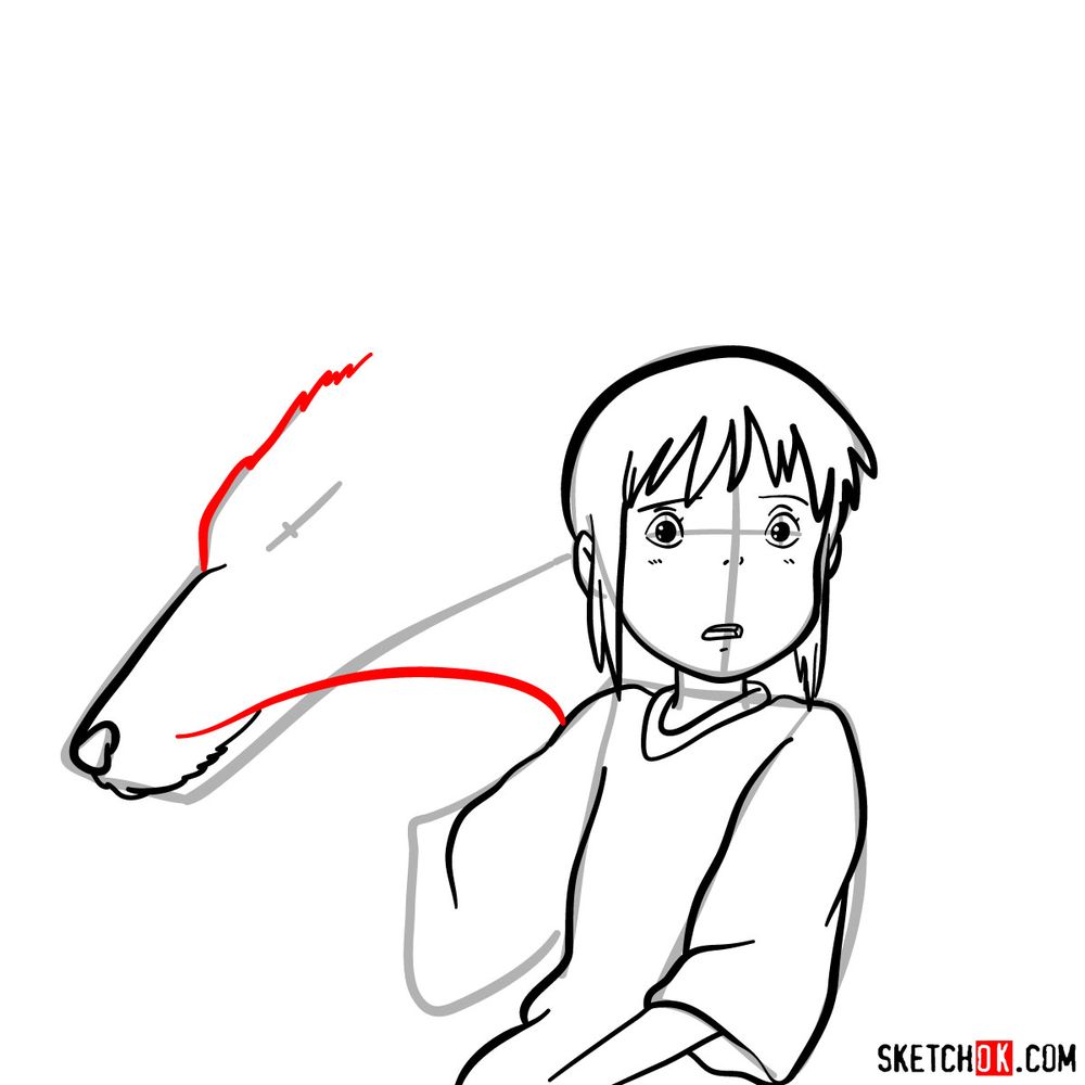 How to draw Chihiro and Haku in dragon form - step 09