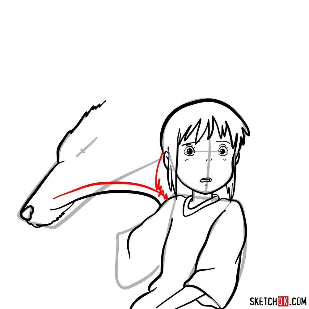 How to draw Chihiro and Haku in dragon form - step 10