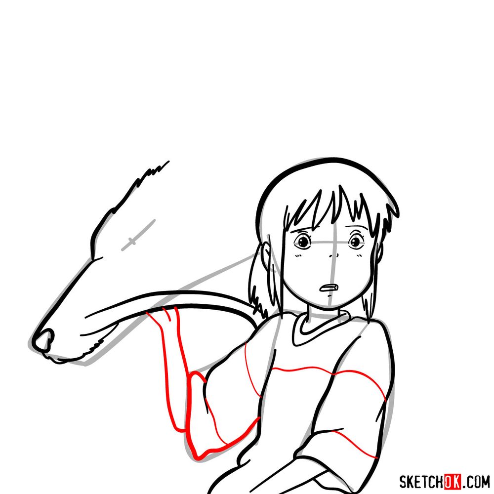 How to draw Chihiro and Haku in dragon form - step 11