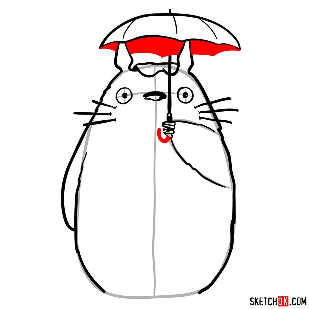 How to draw Totoro with an umbrella - step 11