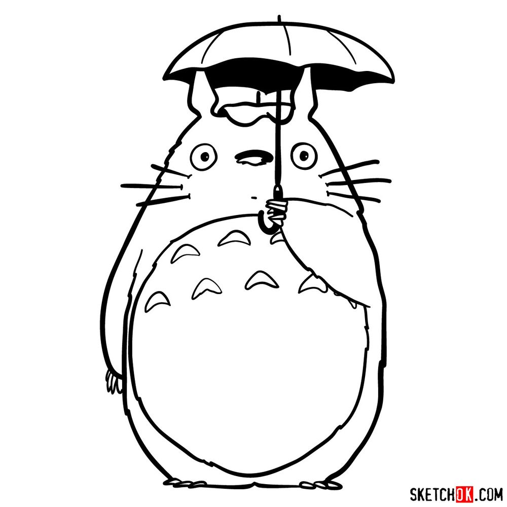How to draw Totoro with an umbrella
