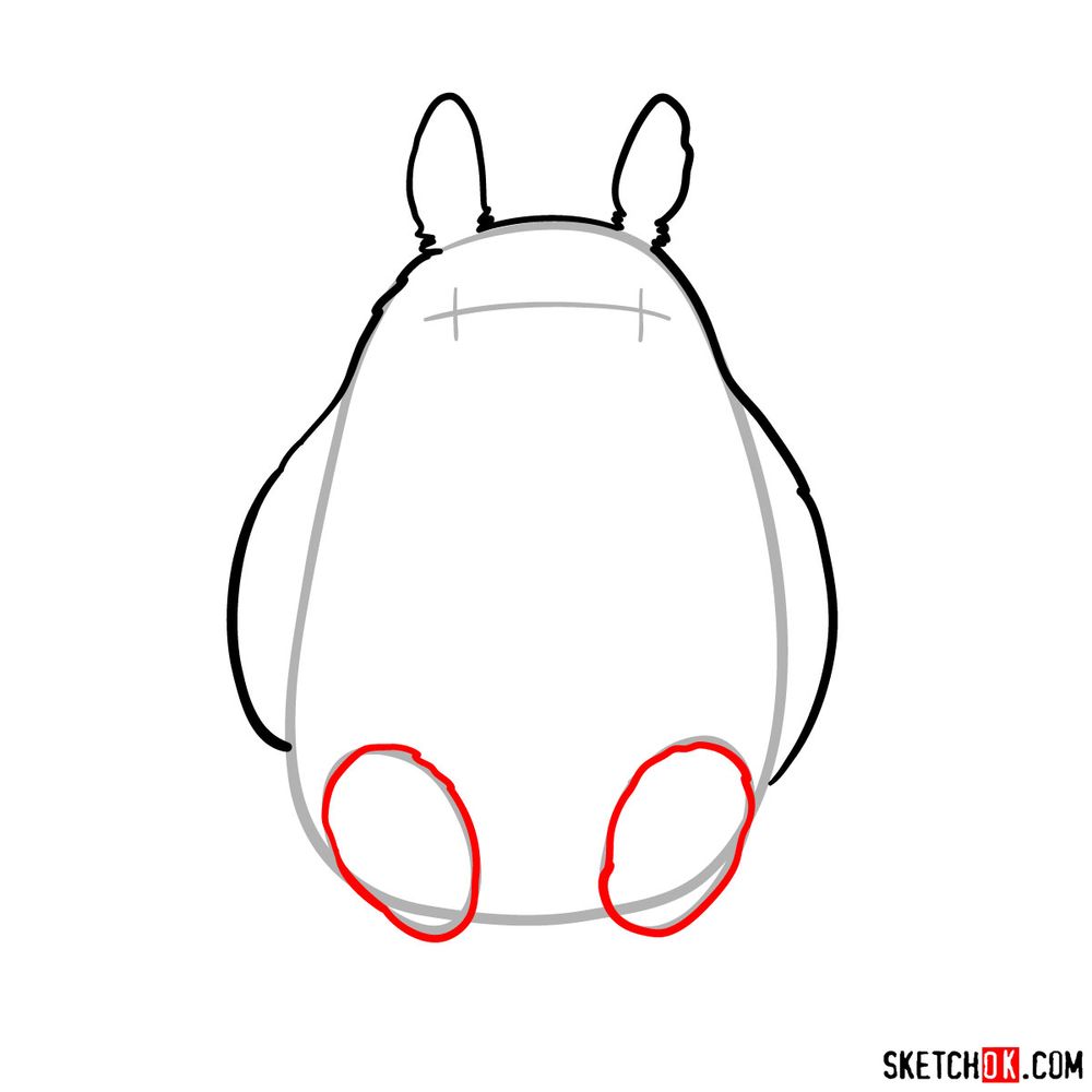 How to draw both chibi and big Totoro - step 04