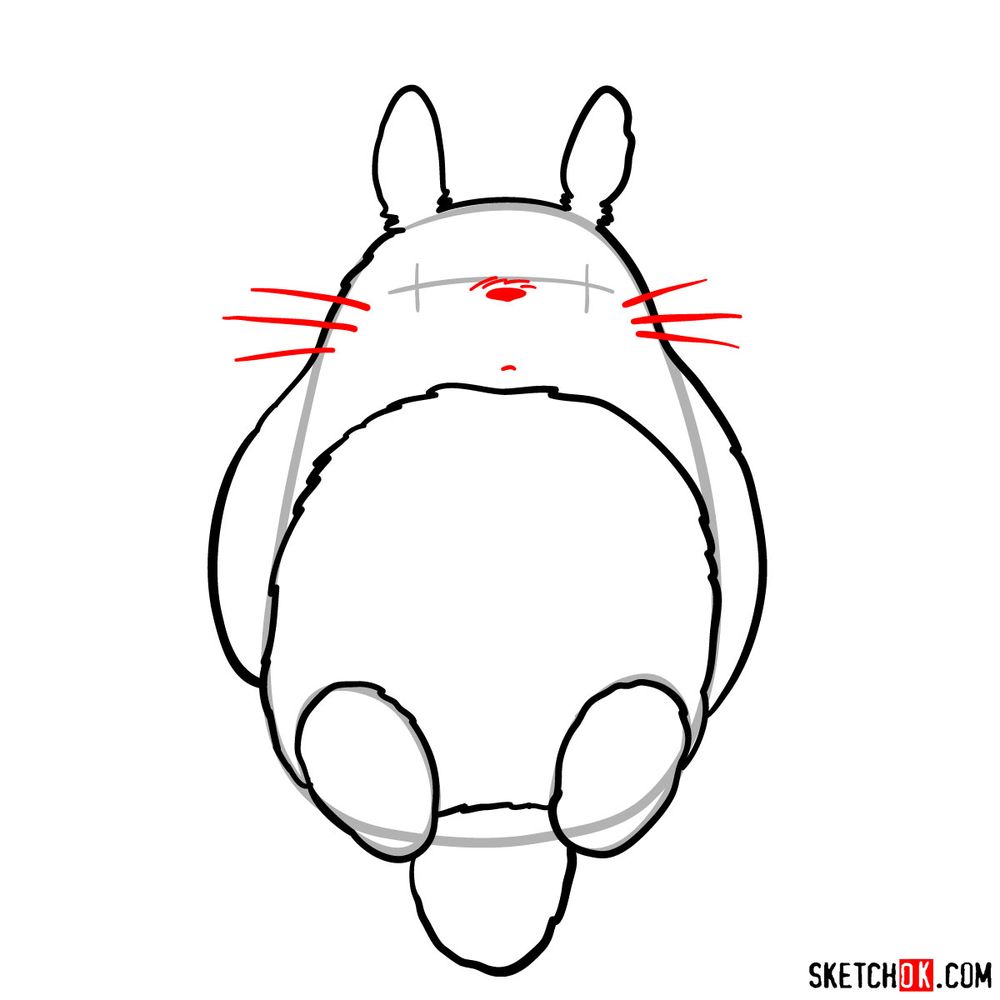 How to draw both chibi and big Totoro - step 07