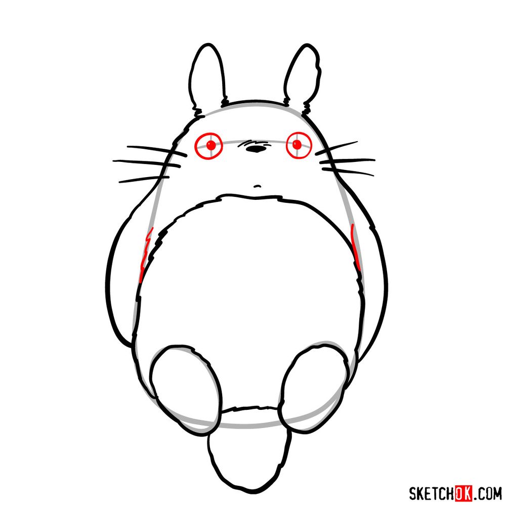 How to draw both chibi and big Totoro - step 08
