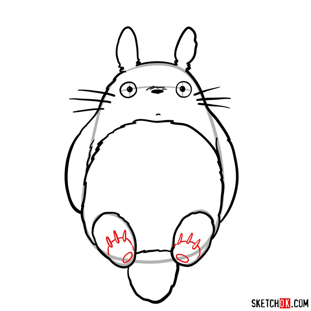 How to draw both chibi and big Totoro - step 09