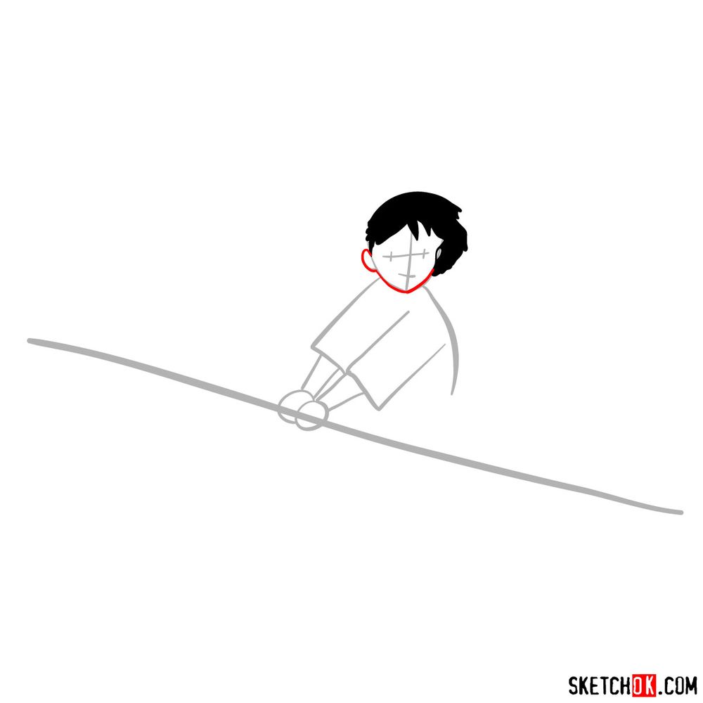 How to draw Kiki flying on her broom - step 03