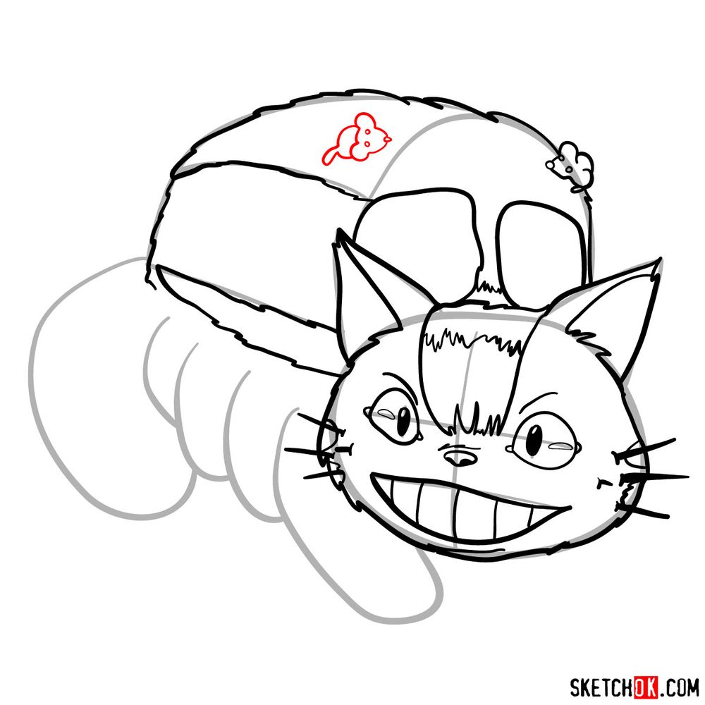 How to draw the Catbus - step 10