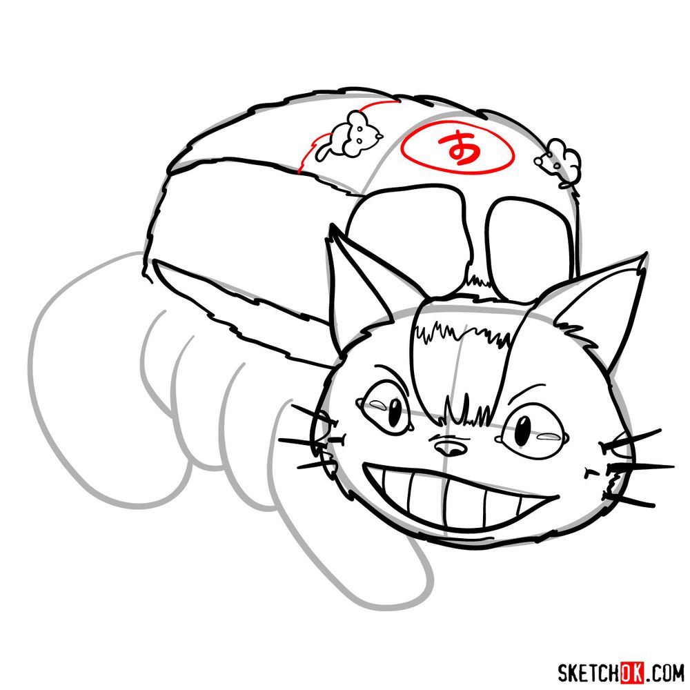 How to draw the Catbus - step 11