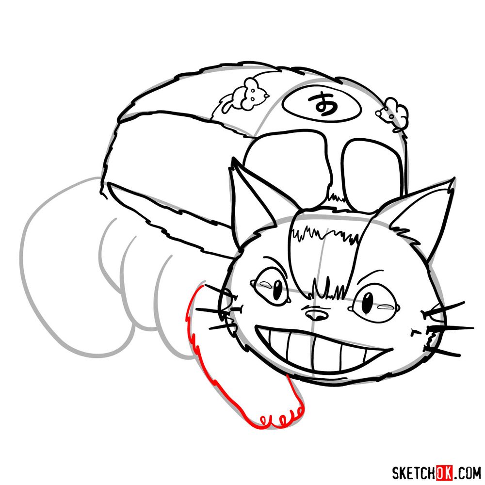 How to draw the Catbus - step 12