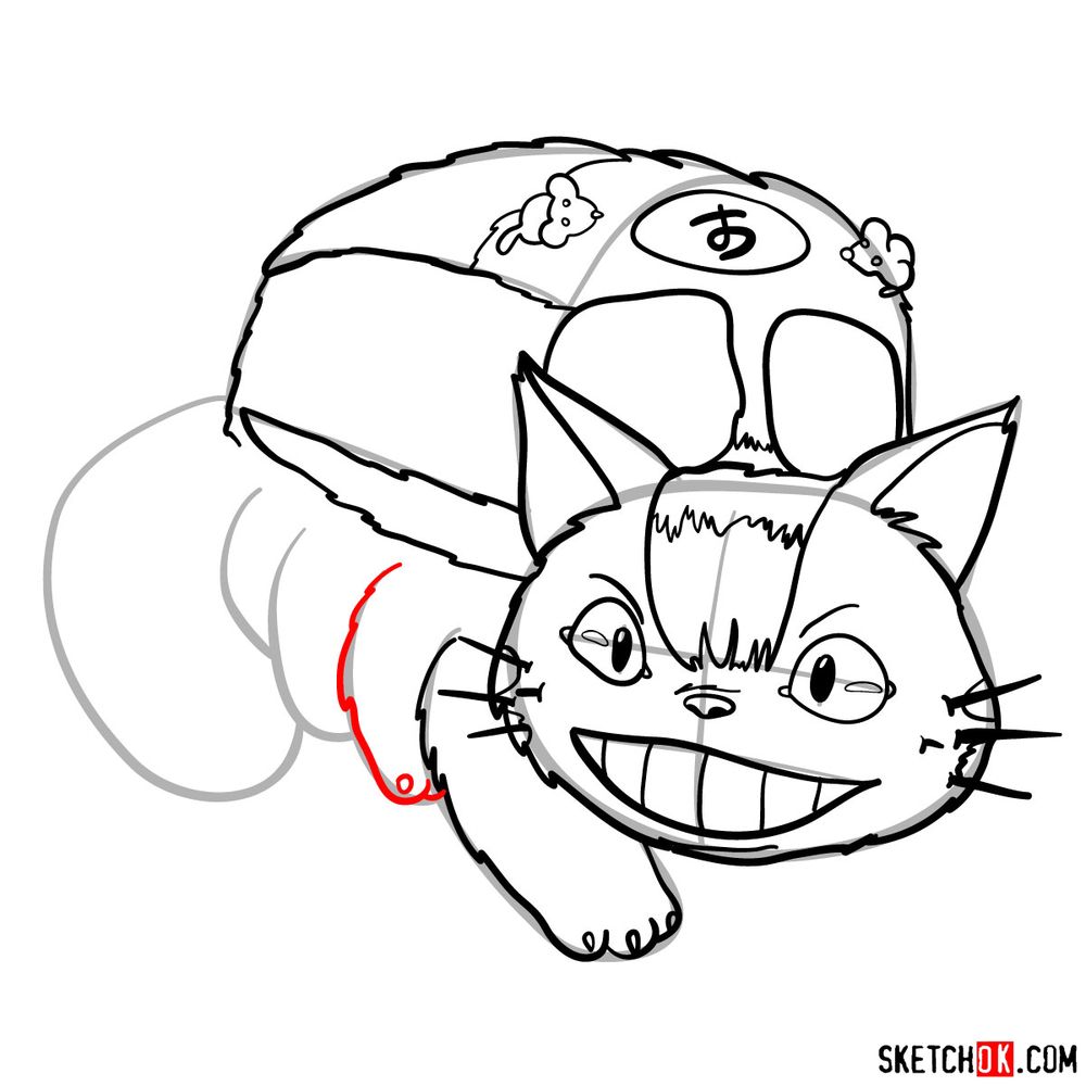 How to draw the Catbus - step 13
