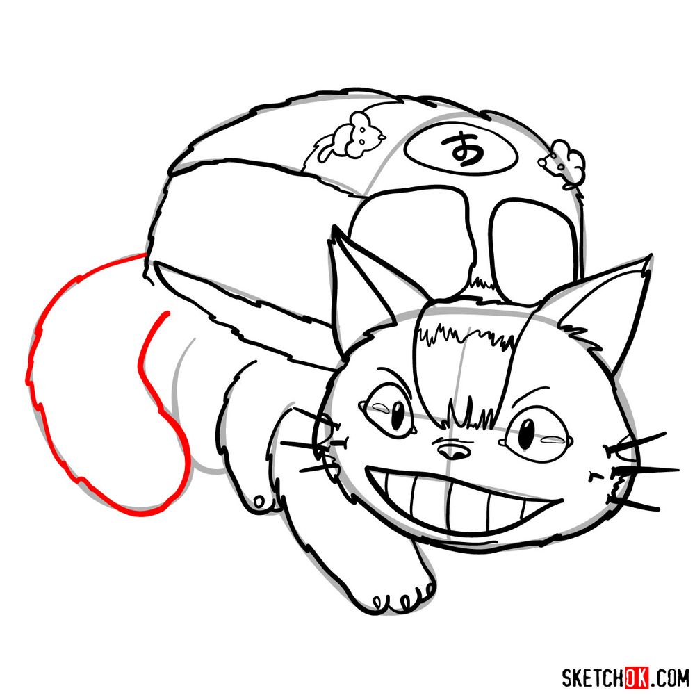 How to draw the Catbus - step 14