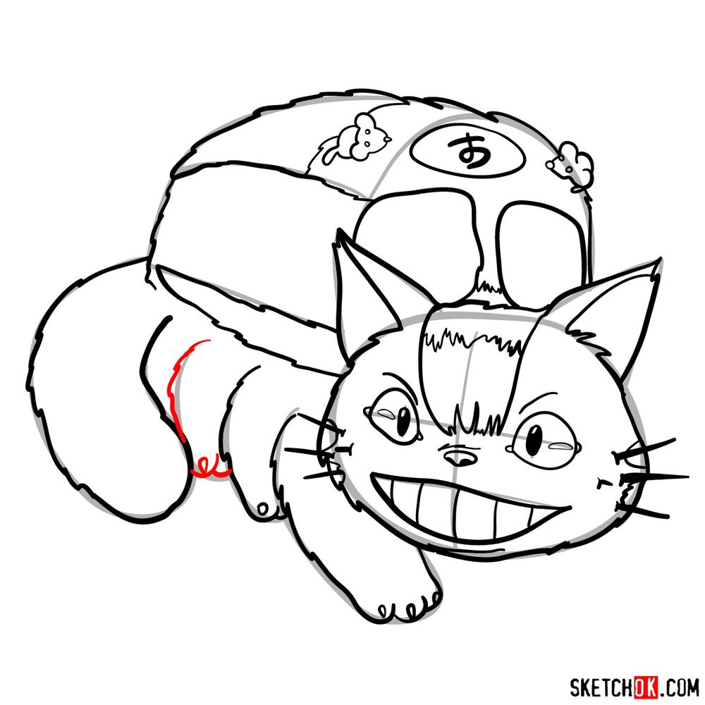 How to draw the Catbus - step 15