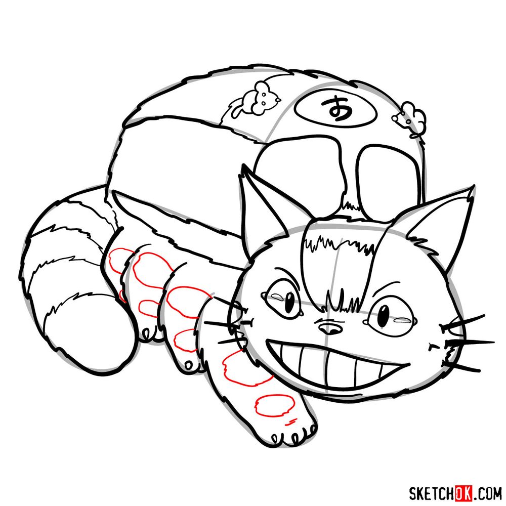 How to draw the Catbus - step 17
