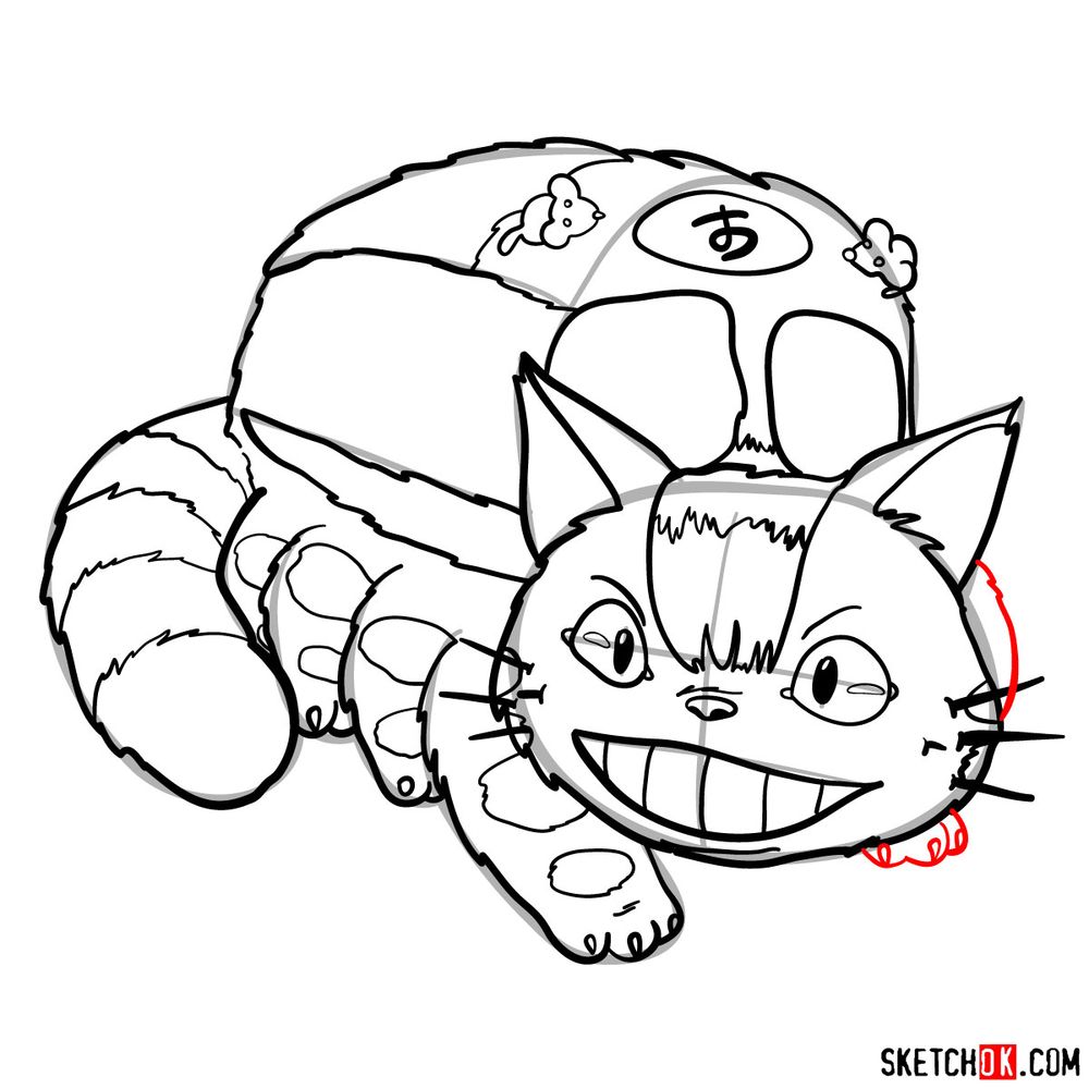 How to draw the Catbus - step 18