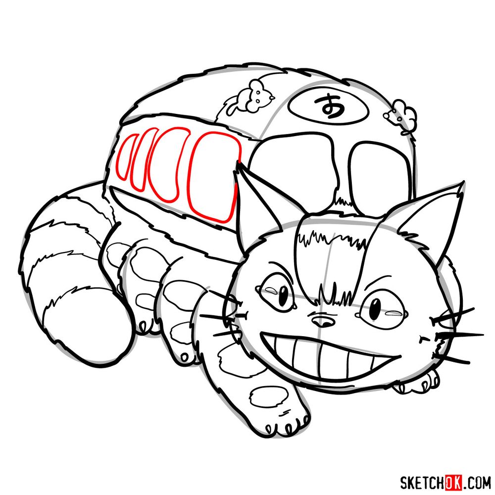 How to draw the Catbus - step 19